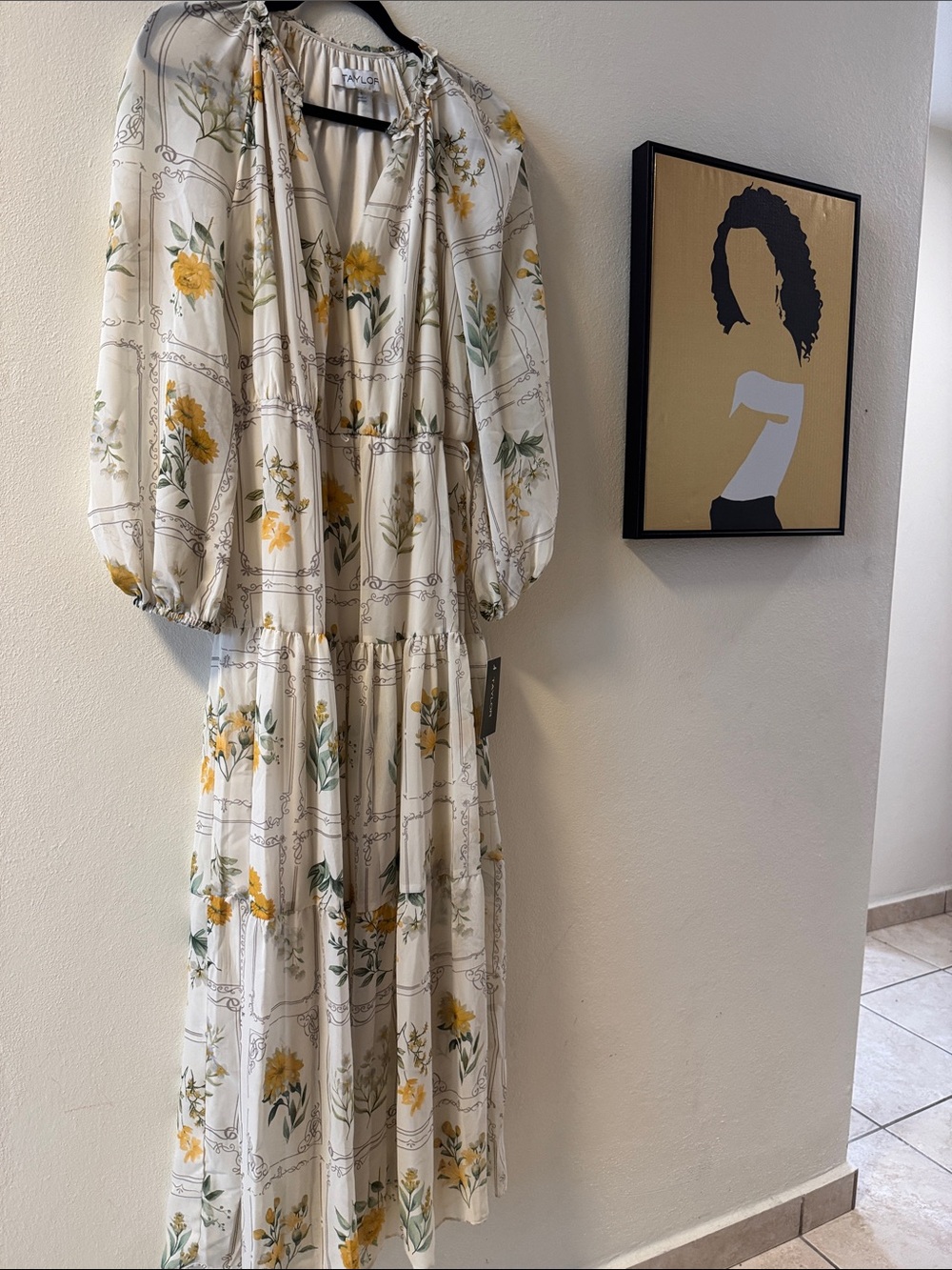 Taylor Cream Maxi Dress with Yellow Floral Print